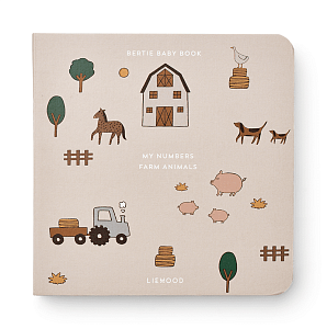 Книга для малышей с цифрами LIEWOOD "Bertie Farm", песочная